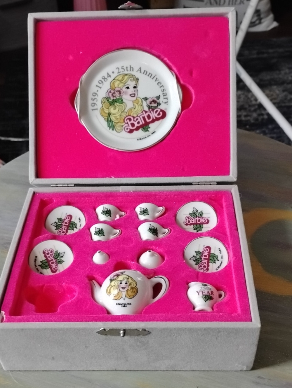 Barbie Pink 25th Anniversary Doll Tea Set - Barbie Branded Home Party Toy